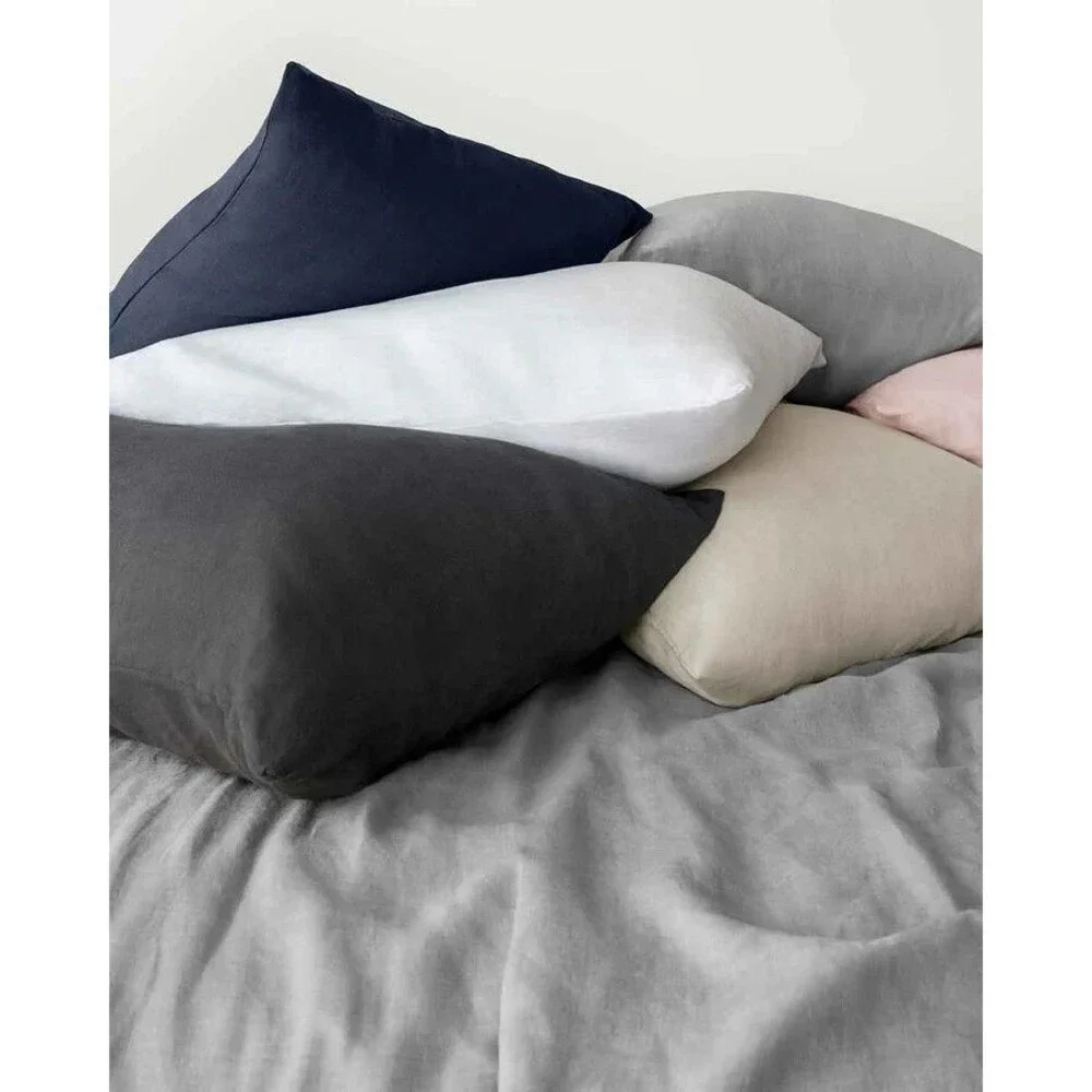 Baloo French Linen Full Queen 60x80 Duvet Cover Navy Blue & Standard Shams Set